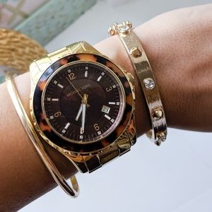 Michael Kors Gold tone and Tortoise shell watch